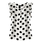 Fashion Women Polka Dots Casual Chiffon Blouse Short Sleeve T-shirt Summer Tops - RELEVAZA