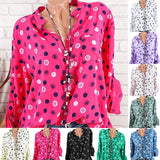 Leisure Dots Printed Loose Roll Up Sleeve Summer Women Blouse Breathable Shirt - RELEVAZA