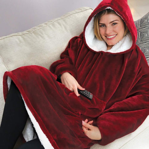 Huggle Hoodie Woman Hoodie Indoor Soft and Warmft One Size Extra Large Hood Soft Plush Blanket Outdoor Wool Hoodie - RELEVAZA