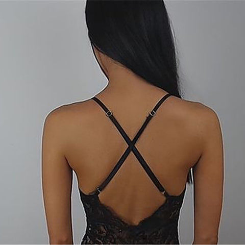 Women's Sexy See Through Lace Deep V Neck Bodysuit Nightwear Underwear Sleepwear - RELEVAZA