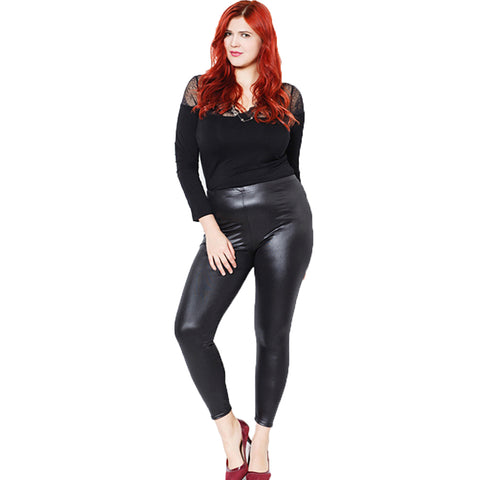 Women Faux Leather Stretch Skinny Pants Leggings Plus Size Slim Fashion Trousers - RELEVAZA