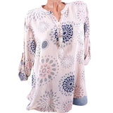 Fashion Printed V-neck Long Sleeve Casual Loose Spring Summer Women Blouse Top - RELEVAZA