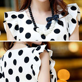 Fashion Women Polka Dots Casual Chiffon Blouse Short Sleeve T-shirt Summer Tops - RELEVAZA