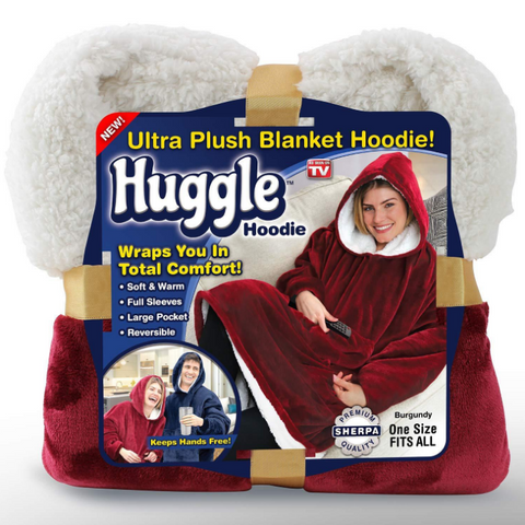 Huggle Hoodie Woman Hoodie Indoor Soft and Warmft One Size Extra Large Hood Soft Plush Blanket Outdoor Wool Hoodie - RELEVAZA