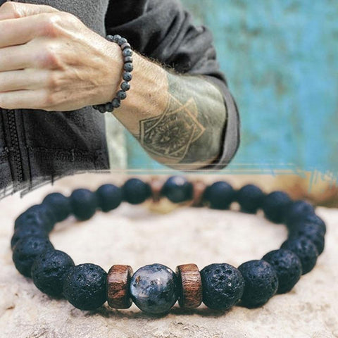 Men's Bracelet Natural Moonstone Bead Tibetan Buddha Bracelet Chakra Lava Stone Diffuser Bracelets - RELEVAZA