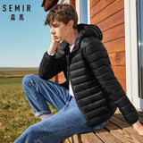 SEMIR brand men down jacket casual fashion winter jacket for men Hooded windbreaker white duck coat male outwear clothing - RELEVAZA