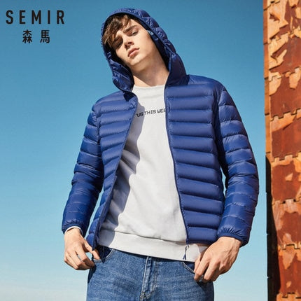 SEMIR brand men down jacket casual fashion winter jacket for men Hooded windbreaker white duck coat male outwear clothing - RELEVAZA