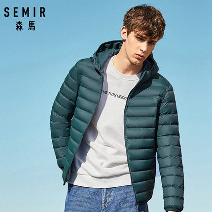 SEMIR brand men down jacket casual fashion winter jacket for men Hooded windbreaker white duck coat male outwear clothing - RELEVAZA