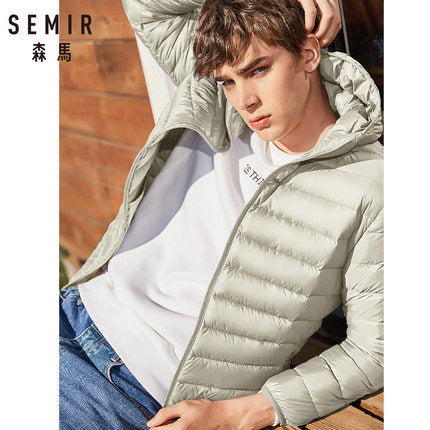 SEMIR brand men down jacket casual fashion winter jacket for men Hooded windbreaker white duck coat male outwear clothing - RELEVAZA