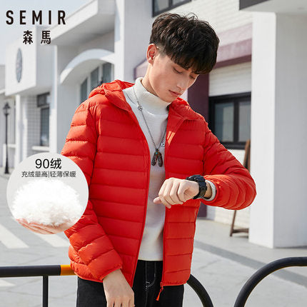SEMIR brand men down jacket casual fashion winter jacket for men Hooded windbreaker white duck coat male outwear clothing - RELEVAZA