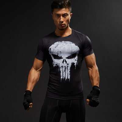 Short Sleeve 3D T Shirt Men T-Shirt Male Tee Captain America Superman tshirt Men Fitness Compression Shirt Punisher MMA - RELEVAZA