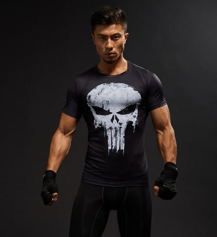 Short Sleeve 3D T Shirt Men T-Shirt Male Tee Captain America Superman tshirt Men Fitness Compression Shirt Punisher MMA - RELEVAZA