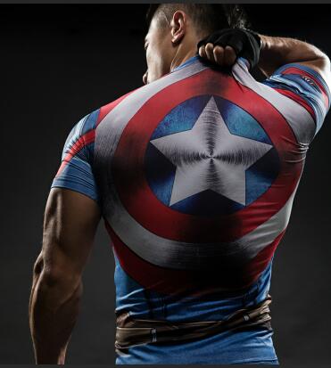 Short Sleeve 3D T Shirt Men T-Shirt Male Tee Captain America Superman tshirt Men Fitness Compression Shirt Punisher MMA - RELEVAZA