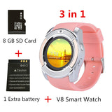 V8 SmartWatch Bluetooth Smartwatch Touch Screen Wrist Watch with Camera/SIM Card Slot, Waterproof Smart Watch DZ09 X6 VS M2 A1 - RELEVAZA