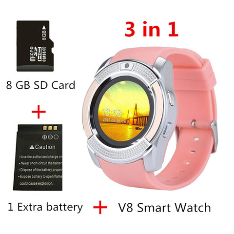 V8 SmartWatch Bluetooth Smartwatch Touch Screen Wrist Watch with Camera/SIM Card Slot, Waterproof Smart Watch DZ09 X6 VS M2 A1 - RELEVAZA