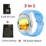 V8 SmartWatch Bluetooth Smartwatch Touch Screen Wrist Watch with Camera/SIM Card Slot, Waterproof Smart Watch DZ09 X6 VS M2 A1 - RELEVAZA