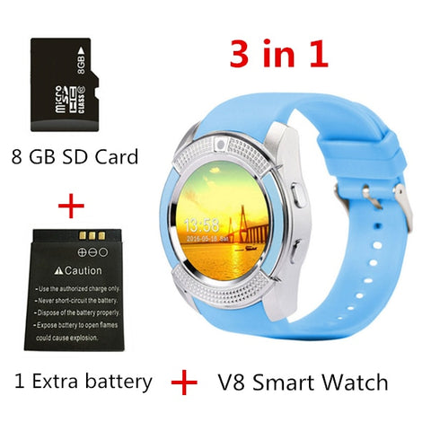 V8 SmartWatch Bluetooth Smartwatch Touch Screen Wrist Watch with Camera/SIM Card Slot, Waterproof Smart Watch DZ09 X6 VS M2 A1 - RELEVAZA