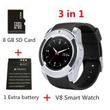 V8 SmartWatch Bluetooth Smartwatch Touch Screen Wrist Watch with Camera/SIM Card Slot, Waterproof Smart Watch DZ09 X6 VS M2 A1 - RELEVAZA