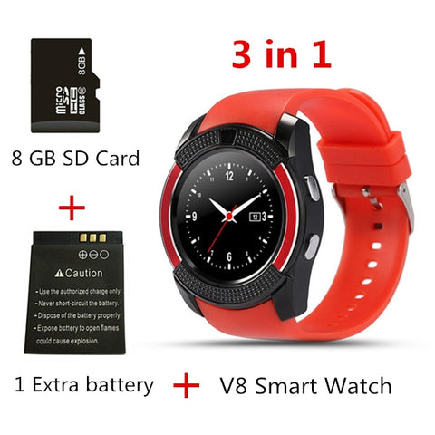V8 SmartWatch Bluetooth Smartwatch Touch Screen Wrist Watch with Camera/SIM Card Slot, Waterproof Smart Watch DZ09 X6 VS M2 A1 - RELEVAZA