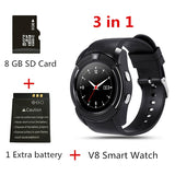 V8 SmartWatch Bluetooth Smartwatch Touch Screen Wrist Watch with Camera/SIM Card Slot, Waterproof Smart Watch DZ09 X6 VS M2 A1 - RELEVAZA