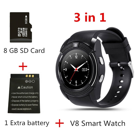 V8 SmartWatch Bluetooth Smartwatch Touch Screen Wrist Watch with Camera/SIM Card Slot, Waterproof Smart Watch DZ09 X6 VS M2 A1 - RELEVAZA