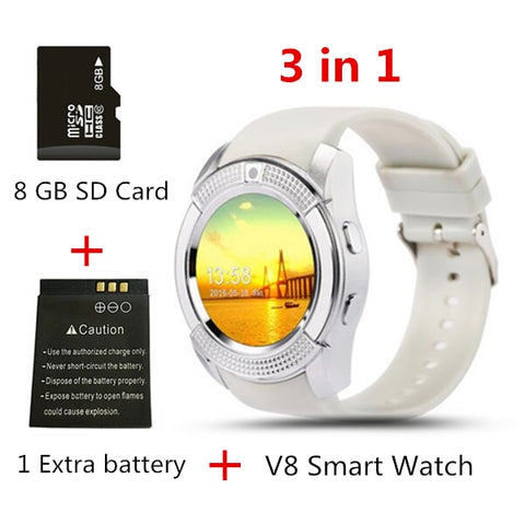 V8 SmartWatch Bluetooth Smartwatch Touch Screen Wrist Watch with Camera/SIM Card Slot, Waterproof Smart Watch DZ09 X6 VS M2 A1 - RELEVAZA