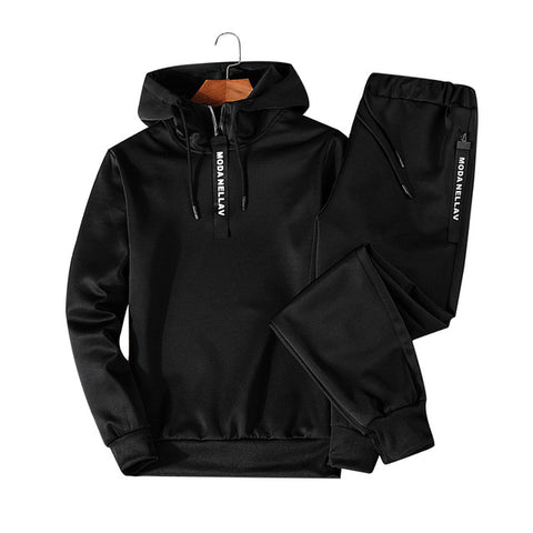 Sets Tracksuit Men Autumn Winter Hooded Sweatshirt Drawstring Outfit Sportswear 2019 Male Suit Pullover Two Piece Set Casual - RELEVAZA