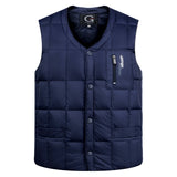 White Duck Down Jacket Vest Men Autumn Winter Warm Sleeveless V-neck Button Down Lightweight Waistcoat Fashion Casual Male Vest - RELEVAZA