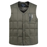 White Duck Down Jacket Vest Men Autumn Winter Warm Sleeveless V-neck Button Down Lightweight Waistcoat Fashion Casual Male Vest - RELEVAZA