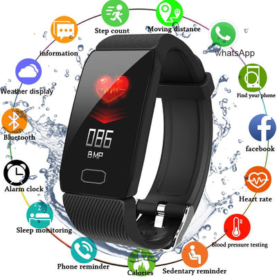 Smart Band Blood Pressure Q1 Heart Rate Monitor Fitness Tracker Smart Watch Fitness Bracelet Waterproof Weather Display Women - RELEVAZA