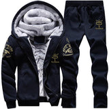 Causal Tracksuits Men Set hooded Thicken Fleece Hoodies + Sweatpant 2019 Winter Spring Sweatshirt Sportswear Male Letter Print - RELEVAZA