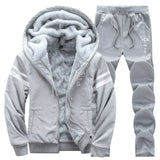 Causal Tracksuits Men Set hooded Thicken Fleece Hoodies + Sweatpant 2019 Winter Spring Sweatshirt Sportswear Male Letter Print - RELEVAZA