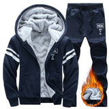 Causal Tracksuits Men Set hooded Thicken Fleece Hoodies + Sweatpant 2019 Winter Spring Sweatshirt Sportswear Male Letter Print - RELEVAZA