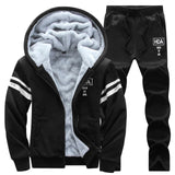 Causal Tracksuits Men Set hooded Thicken Fleece Hoodies + Sweatpant 2019 Winter Spring Sweatshirt Sportswear Male Letter Print - RELEVAZA