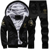 Causal Tracksuits Men Set hooded Thicken Fleece Hoodies + Sweatpant 2019 Winter Spring Sweatshirt Sportswear Male Letter Print - RELEVAZA