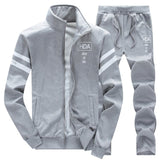 Causal Tracksuits Men Set hooded Thicken Fleece Hoodies + Sweatpant 2019 Winter Spring Sweatshirt Sportswear Male Letter Print - RELEVAZA