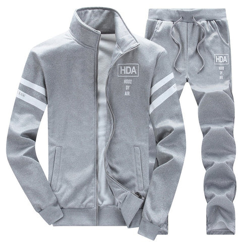 Causal Tracksuits Men Set hooded Thicken Fleece Hoodies + Sweatpant 2019 Winter Spring Sweatshirt Sportswear Male Letter Print - RELEVAZA