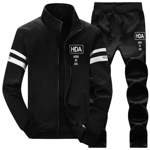 Causal Tracksuits Men Set hooded Thicken Fleece Hoodies + Sweatpant 2019 Winter Spring Sweatshirt Sportswear Male Letter Print - RELEVAZA