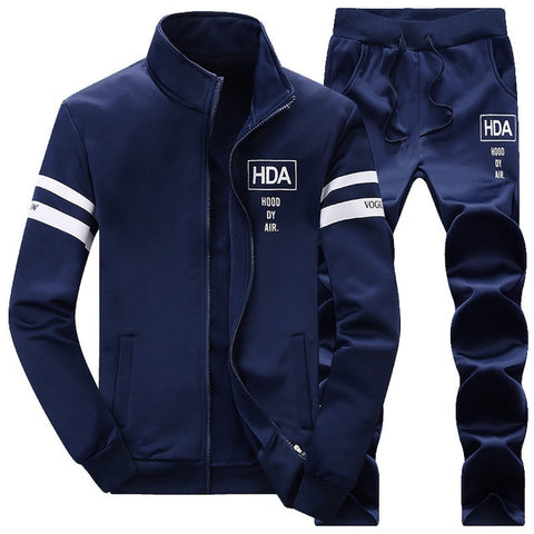 Causal Tracksuits Men Set hooded Thicken Fleece Hoodies + Sweatpant 2019 Winter Spring Sweatshirt Sportswear Male Letter Print - RELEVAZA
