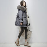 Fitaylor Large Natural Fox Fur Hooded Winter Jacket Women 90% White Duck Down Thick Parkas Warm Sash Tie Up Snow Coat - RELEVAZA