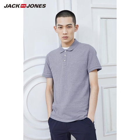 JackJones Men's Solid Color Cotton Turn-down Collar Polo Shirt Menswear 219106516 - RELEVAZA