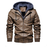 FGKKS Men Motorcycle Leather Jackets Winter Male Fashion Casual Hooded Faux Jacket Mens Warm PU Leather Jackets Coats - RELEVAZA