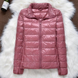Winter Women Ultralight Thin Down Jacket White Duck Down Hooded Jackets Long Sleeve Warm Coat Parka Female Portable Outwear - RELEVAZA