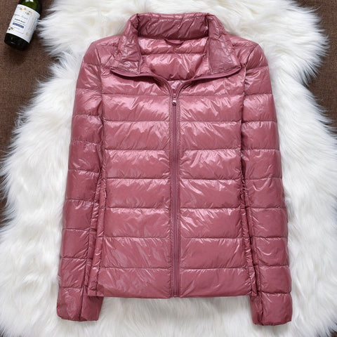 Winter Women Ultralight Thin Down Jacket White Duck Down Hooded Jackets Long Sleeve Warm Coat Parka Female Portable Outwear - RELEVAZA