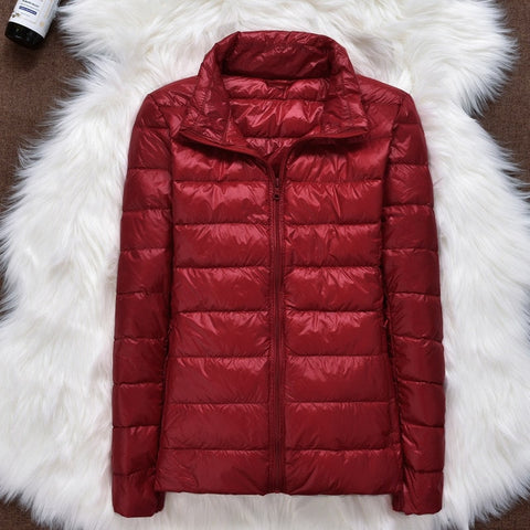 Winter Women Ultralight Thin Down Jacket White Duck Down Hooded Jackets Long Sleeve Warm Coat Parka Female Portable Outwear - RELEVAZA