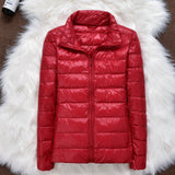 Winter Women Ultralight Thin Down Jacket White Duck Down Hooded Jackets Long Sleeve Warm Coat Parka Female Portable Outwear - RELEVAZA