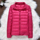 Winter Women Ultralight Thin Down Jacket White Duck Down Hooded Jackets Long Sleeve Warm Coat Parka Female Portable Outwear - RELEVAZA