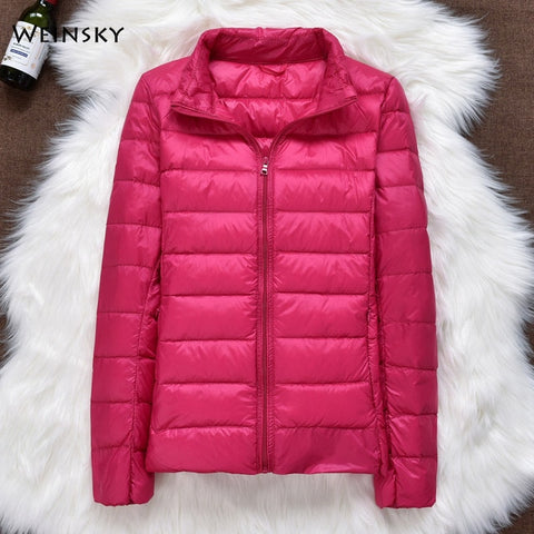 Winter Women Ultralight Thin Down Jacket White Duck Down Hooded Jackets Long Sleeve Warm Coat Parka Female Portable Outwear - RELEVAZA
