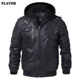 Men's Real Leather Jacket Men Motorcycle Removable Hood winter coat Men Warm Genuine Leather Jackets - RELEVAZA
