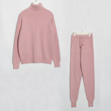 Wixra Women's Sweater Suits and Sets Turtleneck Long Sleeve Knitted Sweaters+Pockets Long Trousers 2PCS Sets Winter Costume - RELEVAZA